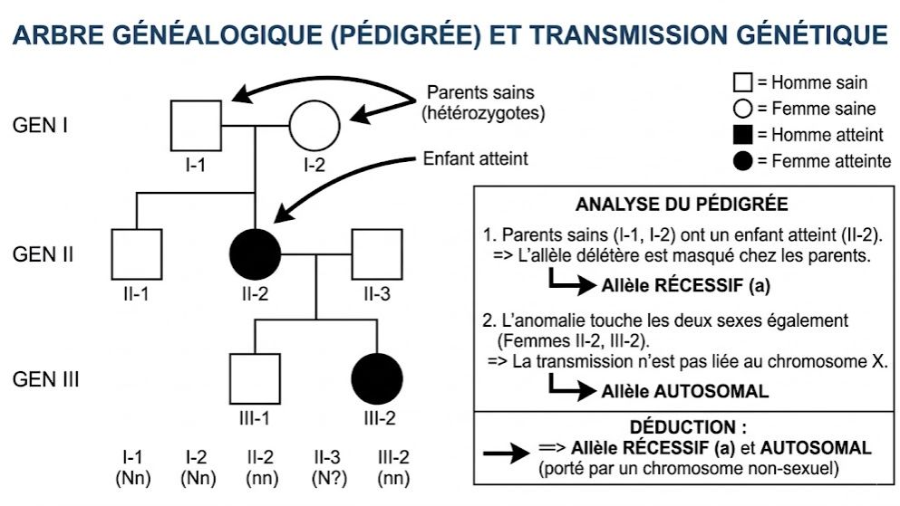 La transmission d'un caractère héréditaire chez l'Homme : Analyse des Pedigrees (SVT Terminale D & C)
