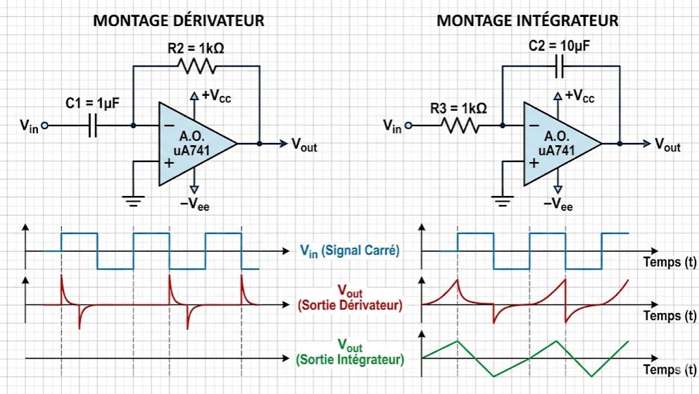 Montages Dérivateur et Intégrateur à A.O.  (Physique-Chimie Terminale C & D - CI)