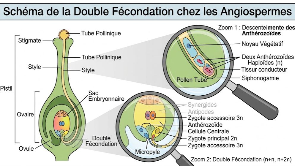 La reproduction chez les Spermaphytes : Pollinisation et Double Fécondation (SVT Terminale D & C)
